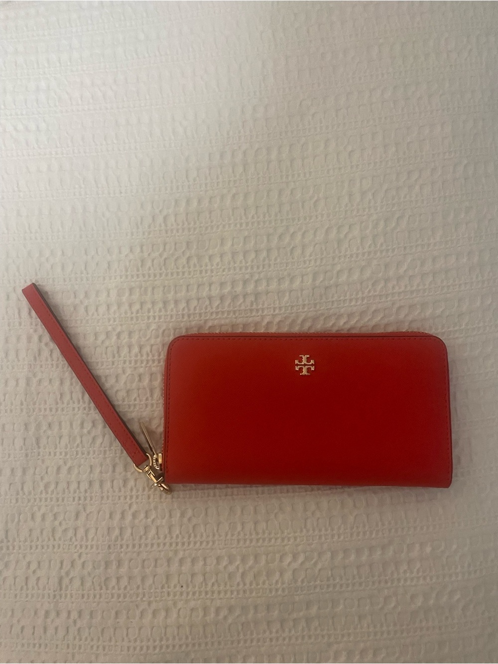Tory Burch Red Leather Robinson Zip Around Wallet